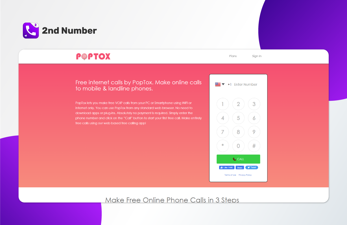 PopTox free International calling app