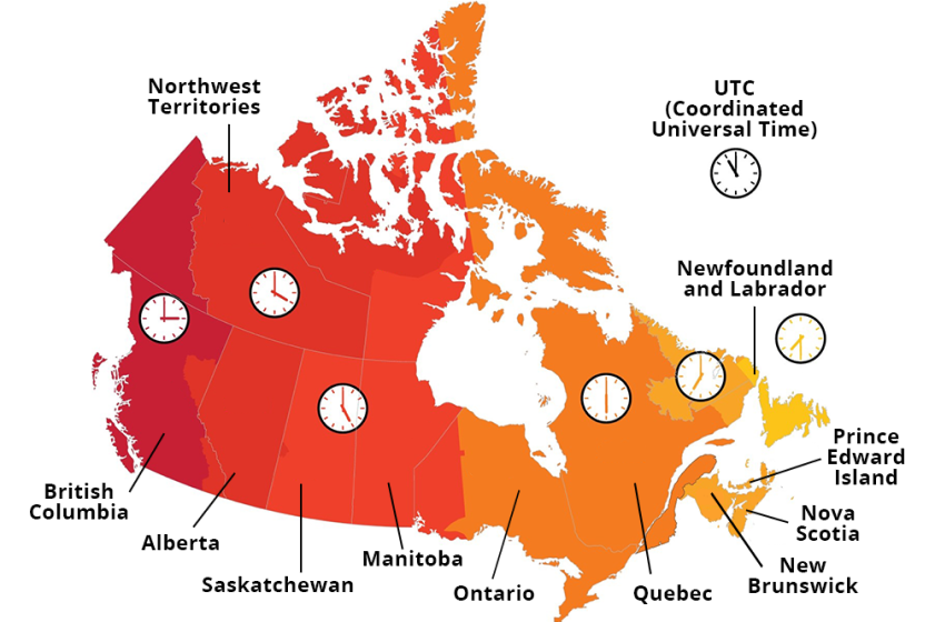 Time Zone Differences in Canada