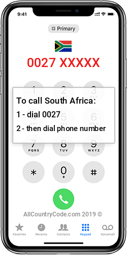 South Africa dialing code