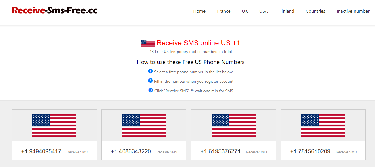 Visit the Receive SMS Free website